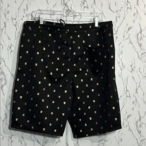Men's Black Swim Board Shorts with Gold Accent - Picture 2 of 5